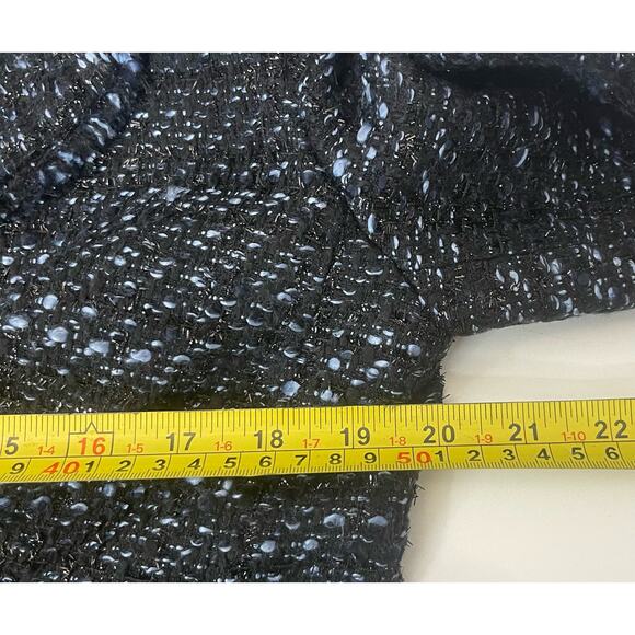 Talbots Metallic Shimmer Tweed Fringed Jacket Blazer Blue Black size 12Petite - Picture 5 of 6